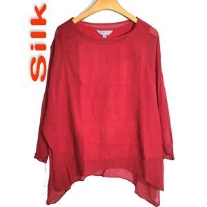 Women's Size S 100% Silk Short Sleeve Top T-Shirt SAC720